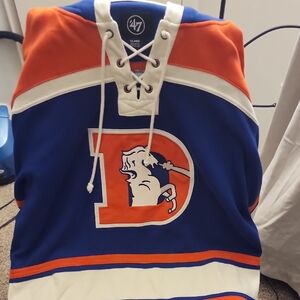 Blue and Orange Lace-Up Hoodie